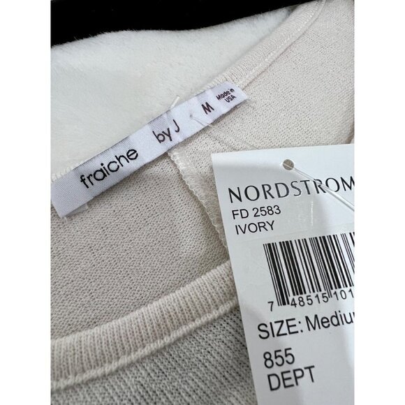 NWT Fraiche By J Long Sleeve Sweater Dress Ivory Size M MSRP $93 - Picture 4 of 12